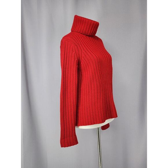 Vintage WilliSmith Sweater Womens Small Red Merino Wool Turtleneck Rib Knit 90s - Picture 2 of 10